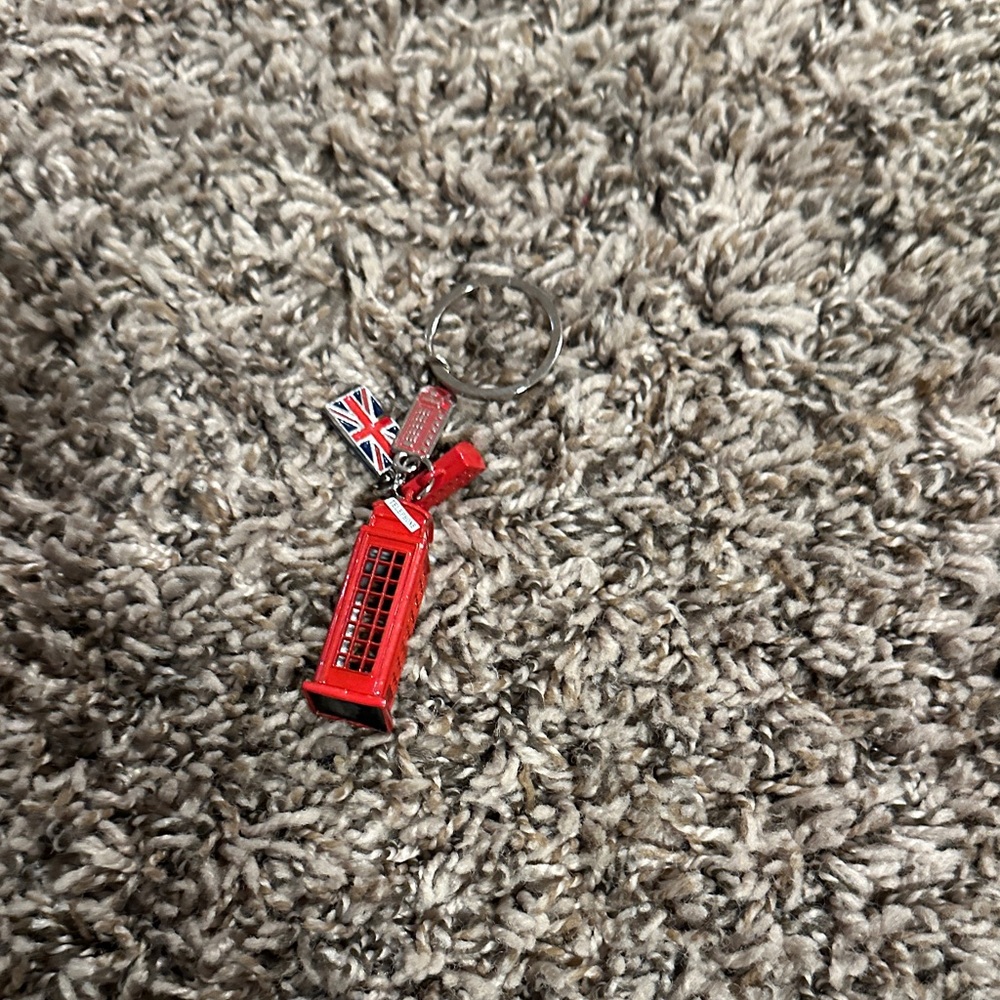 Red British Phone Booth Keychain with Union Jack
